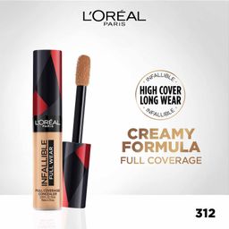 l'oreal paris L'Oréal Paris Full Coverage Concealer, Waterproof Formula, For Undereye Circles and Blemishes, For Highlighting and Contouring, Infallible, Shade: 312, 10g image 2