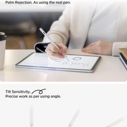 Spigen Stylus Pen for iPad [ iPad/iPad Pro/iPad Air/iPad Mini] [Tilt Sensitive] [Palm Rejection] [Magnetic Attachment] with Rubber Tip & Extra Pen Tip - White image 3