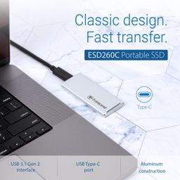 Transcend 250GB External SSD USB 3.1 Gen 2, Type-C, ESD260C Portable External Solid-State Drive,Silver - TS250GESD260C image 3