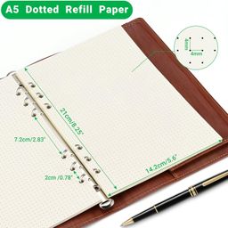 imslery A5 6-Hole Beige Loose-leaf Paper - 2 Packs (80 Sheets per Pack, 100 GSM) - Dotted Line, Refill for Notebook and Planner, Ideal for Note, Journal, Schedule, and Artwork, Fits A5 6-Ring Binder image 2