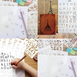 nudfsy 4PCS Home Wall Stencils: Alphabet Letters & Numbers, Reusable image 3