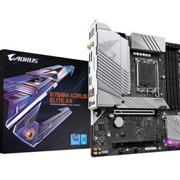 GIGABYTE B760M AORUS Elite AX (LGA 1700/ Intel/ B760/ M-ATX/ DDR5/ Dual M.2/ PCIe 4.0/ USB 3.2 Gen2X2 Type-C/Intel Wi-Fi 6E/ 2.5GbE LAN/Q-Flash Plus/PCIe EZ-Latch/Gaming Motherboard) image 1