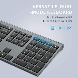 iClever Wireless Keyboard and Mouse DK03, Rechargeable Dual-Mode (Bluetooth+2.4G) Bluetooth Keyboard and Mouse Set, Ultra-Slim Multi-Device Keyboard for Mac, iPad, Apple, Android, Windows, Grey image 3