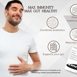 zincasin Pro Digestive enzymes with Probiotics | Amylase, Lipase, Protease, Multi-Enzyme Complex, Zinc L carnosine, Slippery Elm Bark, Aloe vera | Breakdown Yeast, fats, Protein, Carbohydrates | Digestion and Nutrient Absorption | Dairy Intolerance, Leaky Gut, GERD, Reflux, Heartburn support | Gas, Bloating, Indigestion, Acidity Relief -30 Capsules image 4