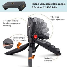 Boltove Vlogging Kit 6 in 1 for iPhone, Android (with Tripod), Mini LED + Cardioid Microphone + Phone Clip + Tripod for Live Broadcasting Video Calling Vlogging YouTube Instagram image 4