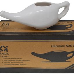 PAXMAX Porcelain Ceramic Neti Pot for Sinus, Jal Neti pots for Nasal Cleansing, Nose congestion and Passages Jala kriya (White) image 1