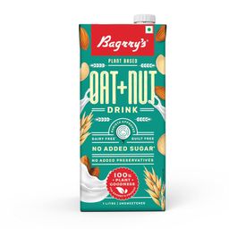 bagrry's Bagrrys Plant Based Oat + Nut Drink 1l, Creamy Classic, Unsweetened| Plant Based | Lactose Free | Dairy Free | No Added Sugar | Plant based milk|No Preservatives image 1