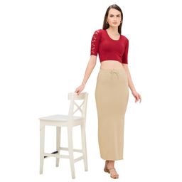 desi girl Stretchy Cotton Saree Shapewear Petticoat for Women | Fishcut Petticoat with Side Slit for Easy Movement | Shape Wear for Sarees | Petticoat with Drawstring and stretchable | S to 3XL image 4