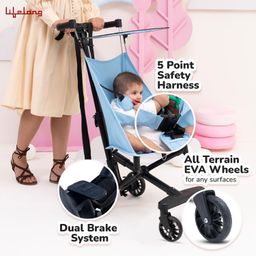 Lifelong Cuppy Ultralight Baby Stroller for 6-36 Months with 5 Point Harness Cabin Friendly, Foldable & Sturdy Sit-Up Stroller|Adjustable Sunshade Canopy & Easy to Carry As Backpack with Strap,Blue image 5
