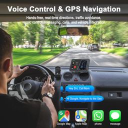 plimpton Upgraded Portable Carplay Android Auto Screen for Car, 7 Inch IPS Touch Screen Wireless Car Play Driveplay Multimedia Player with Voice Control, BT, Mirror Link for All Vehicle image 3