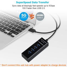 ApexOne 4 USB Port Hub, [USB + Type C] 2 in 1 USB 3.0 to USB 3.0 Splitter Expansion Hub for PS4/PS4 Slim/PS4 Pro/Xbox One Slim/360/Laptop PC/DVD Burner/Printer/TV/MacBook [3.3ft Cord] Black image 4
