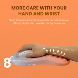 Portronics Comfipad Wrist Rest Mouse Pad with Soft Foam Cushion, Ergonomic Design, Wrist Support, Pain Relief, Non-Slip Base, Mousepad for Gaming, Laptop, PC, Computer(Orange) image 3