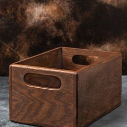 Insight Arts Nesting Wooden Crates, Wood Crate Box with Handle, Rustic Brown Decorative Wood Storage Crates Container, Stackable Cube Basket Bins Organizer for Home (Dark Brown) image 2