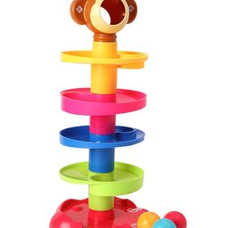 MABLE 5-Layer Ball Drop & Roll Swirling Tower - Educational Toy for Babies & Toddlers | Stack, Drop & Roll Fun with 3 Spinning Acrylic Activity Balls | Multicolor Delight image 4