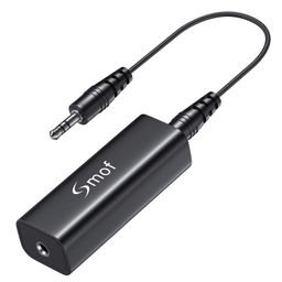 smof Ground Loop Noise Isolator for your Car Audio System/Home Stereo with 3.5mm Audio Cable[Eliminating Audio Hum Noise Completely] (Black) image 1