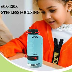 ETZIN Miniscope Pocket Microscope for Kids with 60x-120x Magnification Mini Labsters Portable Microscope for Kids Handheld Microscope for Scientific Experiment for Kids 6-12 (Blue) image 5