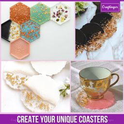Craftinger Diy Resin Coaster Kit With 200Gm Epoxy Resin Moulds And More, Multicolor image 3