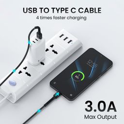 Portronics Konnect X USB to Type C Cable with 3A Output, Fast Charging & Data Transfer, Nylon Braided, Aluminium Alloy Shell, 1M Length compatible with Type C Smartphones(Black) image 5