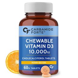 Carbamide Forte Vitamin d3 10000iu | Chewable Vitamin D Tablets | D3 Supplement for Bone & Immunity | Vitamin D3 Supplement for Women & Men | Orange Flavour - 60 Tablets image 1