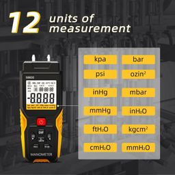 LYCEBELL Manometer Gas Pressure Tester ±36.80kPa, Digital Manometer HVAC Gas Manometer Dual-Port Air Pressure Meter 12 Measure Units Differential Pressure Gauge for Pressure Testing of Various Gases image 4