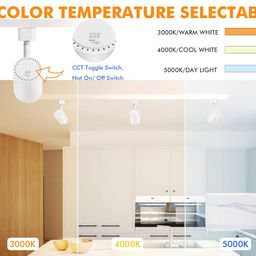 CLOUDY BAY LED Path Lighting Heads, 3000K/4000K/5000K Selectable, Dimmable 8W, CRI90+ True Color Rendering Adjustable Tilt Angle Tracing Light, White, Halo Type, Pack of 6 image 2