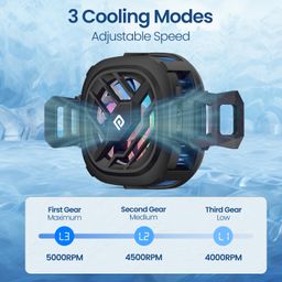 Portronics Cool XG Instant Magnetic Mobile Cooler With Adhesive Metal Plate, Radiator Cooling, 3 Chill Mode, Temperature Display, Gaming Fan, Refrigeration Chip,Compatible With Android & iphone(Black) image 3