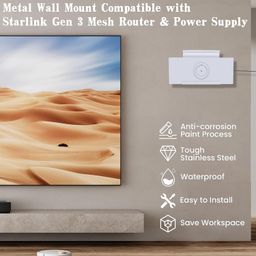 Sunwing 2 in 1 Router Wall Mount for Starlink Gen 3 Router & Standard V3 Power Supply, Gen3 Router Mount V3 Power Bracket for Starlink, Stability Stainless Steel, Signal Integrity, Space-Saving, White image 4