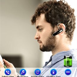 Jinreoo Bluetooth Earpiece, V5.1 Ultralight Wireless Handsfree Headset for Cell Phone with Noise Cancellation Microphone for iOS Android Samsung Laptop Trucker Driver (YBTOO-Q5) image 3