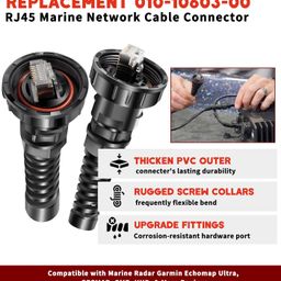 010-10603-00 Network Cable Connector, Fit for Garmin Marine Radar GPSMAP, GMR, UHD, & More Devices Network Splice RJ45 Plug (Set of 2) image 3