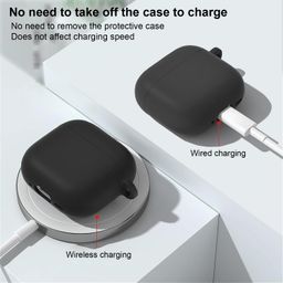 LIRAMARK Silicone Soft Case Cover with Buckle for Airpods 4 (2024), Apple airpods 4th Generation case (Black) image 3