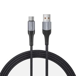 amazon basics Braided 3A Usb A To Usb Type C Fast Charging Data Cable For Smartphone (Black/White 1.2 Meter) image 1