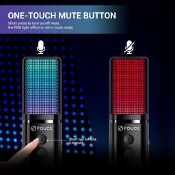 FDUCE M160 Gaming USB Microphone,RGB Condenser Microphone with Tripod,Volume Adjustment and Mute Button Function,Compatible with PC,Laptop,for Gaming,Podcasting,Streaming,YouTube image 3