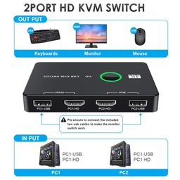 L6AS0F7 HD KVM Devices Keyboard Mouse Printer KVM Switcher Box Plug and Play KVM Shared Controller Display Equipment for 2 PC Sharing image 2