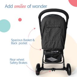 LuvLap Primo Baby Stroller/Pram with 5 Point Safety Harness, EN1888-2 Certified, Looking Window, Multi Level Recline & Adjustable footrest, Extendable Canopy, Black image 5