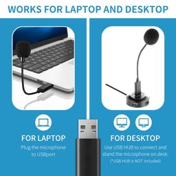 MERAIJIN USB Microphone for Laptop/PC - Compact USB Gooseneck Microphone - Plug & Play, Crystal-Clear Sound for Gaming, Podcasts, Online Meetings (USB Type-A-No Mute Button) image 4