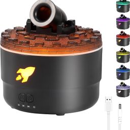 HOMECRAZE Cannon Blast Aroma Humidifier Blast Volcanic Crack Turret Aromatherapy Humidifier with 7 Colors LED Light, 2 Mode Creative Turret Colorful Aromatherapy Diffuser Silent Diffuser Black image 1