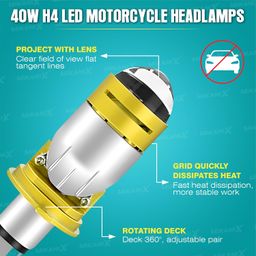 mikanix Super Bright Led Headlight Bulb/Headlamp Projector With HD Condenser Lens | High & Low Beam | Universal for Bikes & Scooty image 4