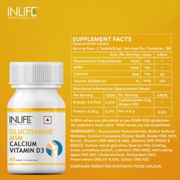 INLIFE Glucosamine Tablets for Joint | With MSM Calcium & Vitamin D3 | Cartilage, Bone Health Supplement - 60 Tablets (Pack of 1, 60) image 2