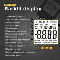 LYCEBELL Manometer Gas Pressure Tester ±36.80kPa, Digital Manometer HVAC Gas Manometer Dual-Port Air Pressure Meter 12 Measure Units Differential Pressure Gauge for Pressure Testing of Various Gases image 5