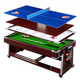 RUP Modern 4 in 1 Multi Functional Pool Table with Air Hockey, Table Tennis and Dinning Table, 7ft for Adult and Kids image 3