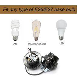 improvhome E26 E27 Light Socket,Bakelite Threaded Medium Base Lamp Holder with Shade Ring,Phenolic Medium Base E26 Fixture Socket with 6" Wire Lead for Incandescent Led Light Bulbs Replacement (2) image 2