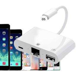 atdaraz Lightning to Ethernet Adapter, [Apple MFi Certified] 3 in 1 Network Adapter Compatible with Mobile Phone Pad to USB Camera Adapter/SD Card Reader/USB OTG Adapter High-Speed Transfer(White) image 3