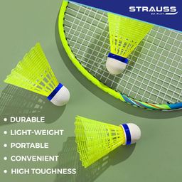 Strauss Smash Hit-22 Nylon Shuttlecock (Pack of 6) | Stable Flight, Fast Recovery & Near Feather Shuttle Performance | Medium Speed, Durable & Less Frequent Replacement (Yellow) image 3