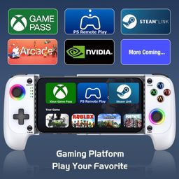 PunnkFunnk Bluetooth Smartphone Gamepad with iPhone/Android, XBOX, PC, PS4, PS3 HID & Keymap modes | Bluetooth v5.0 | Dual Vibration motors | Magnetic Hall 3D Joysticks | RGB Lighting & Backlit(White) image 5
