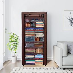 RAXON WORLD 9 Layer Brown Space-Saver Collapsible Wardrobe: Maximize Your Space with Style image 1