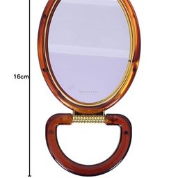 scarlet line Professional Series Oval Shape Small Size Double Sided Magnifying Makeup Mirror with Handle Stand for Men & Women, 16 x 8.5 x 1 cm image 4