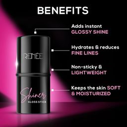 RENEE Shiner Face Gloss Stick | Gives Instant Glossy Shine | Hydrates & Moisturizes | Non-Sticky | Lightweight Formula | Offers Soft Skin | Enriched with Vitamin E, Sunflower Seed & Coconut Oil | 5gm image 2