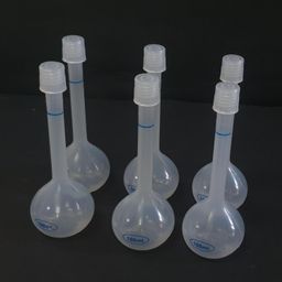 generic E-MEDI- Volumetric Flask 100ml, Set of 6/with Stopper, Measuring Flask Polypropylene For chemistry Lab. image 1
