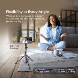 digitek DIGITEK® (DTR-555 SS) 5.57ft Foldable Tripod Selfie Stick for Smartphones & Gopro Action Cameras, 360° Rotation, 3-Leg Base, 2Kg Load, 10m Wireless Remote, 7 Section Adjustable, for Selfie & Vloggers image 4