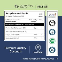 Carbamide Forte Pure MCT Oil C8 From USA | 100% Coconut Source | Keto & Paleo Friendly - 500ml Vegetarian Oil image 2
